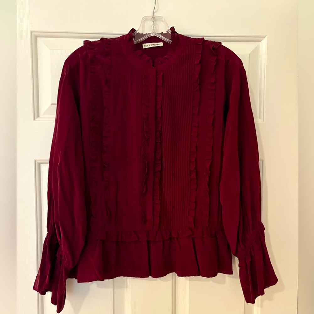 Ulla Johnson maroon silk blouse